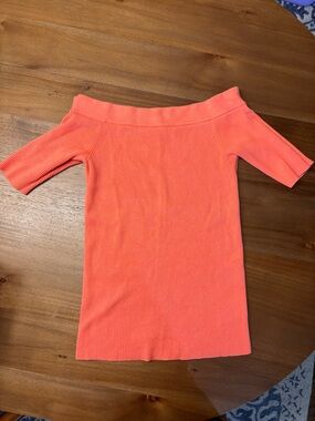 Anthropologie Coral Ribbed Short Sleeve Top